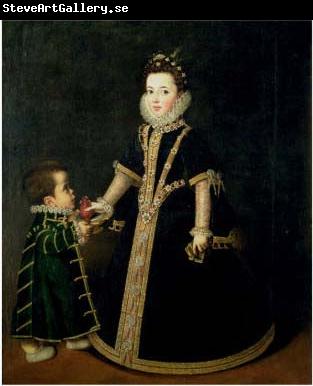 Sofonisba Anguissola Girl with a dwarf, thought to be a portrait of Margarita of Savoy, daughter of the Duke and Duchess of Savoy